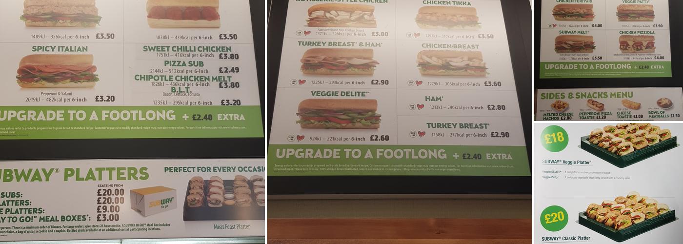 Subway Menu