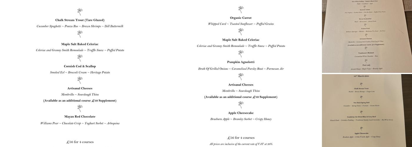 Sōlō Restaurant Menu