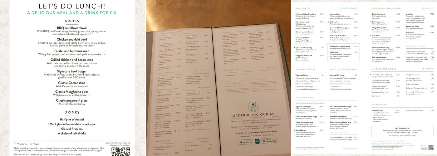 Flight Club Leeds Menu
