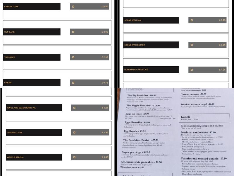 The Bow Window Cafe Menu