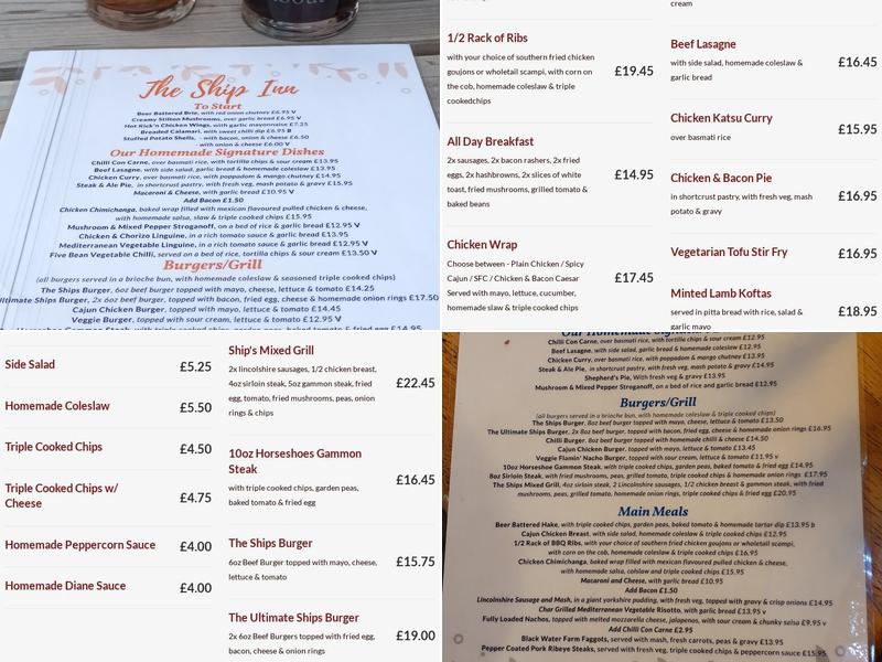 The Ship Inn Menu