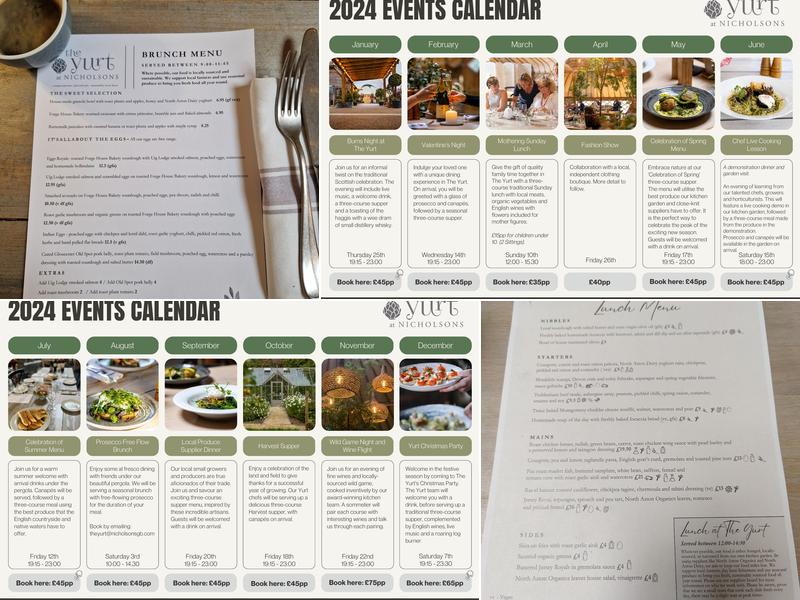 The Yurt at Nicholsons Menu