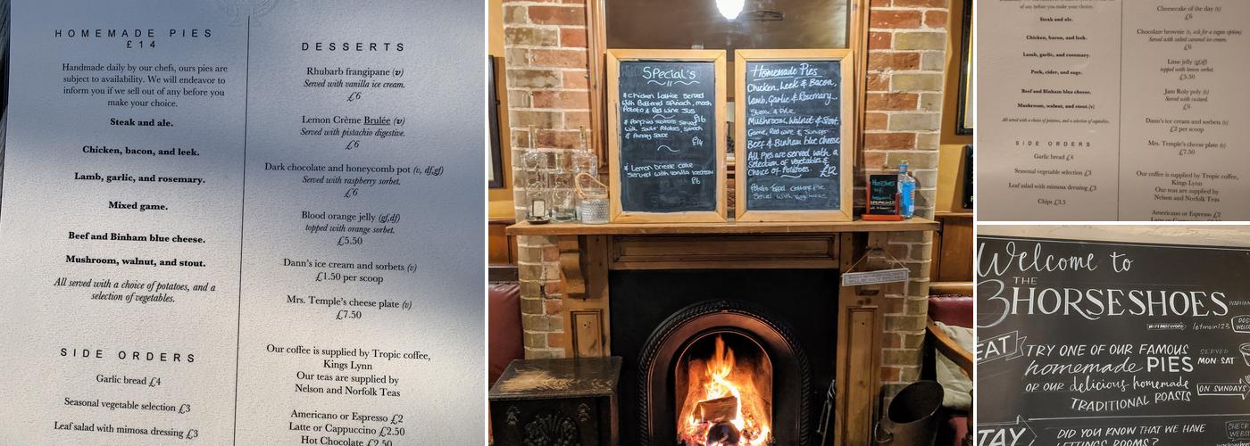Three Horseshoes Warham Menu