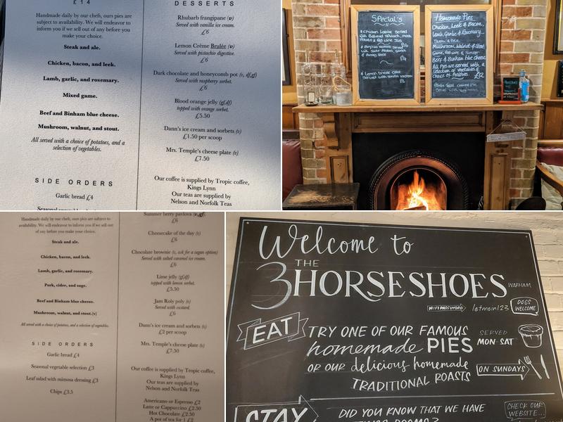 Three Horseshoes Warham Menu
