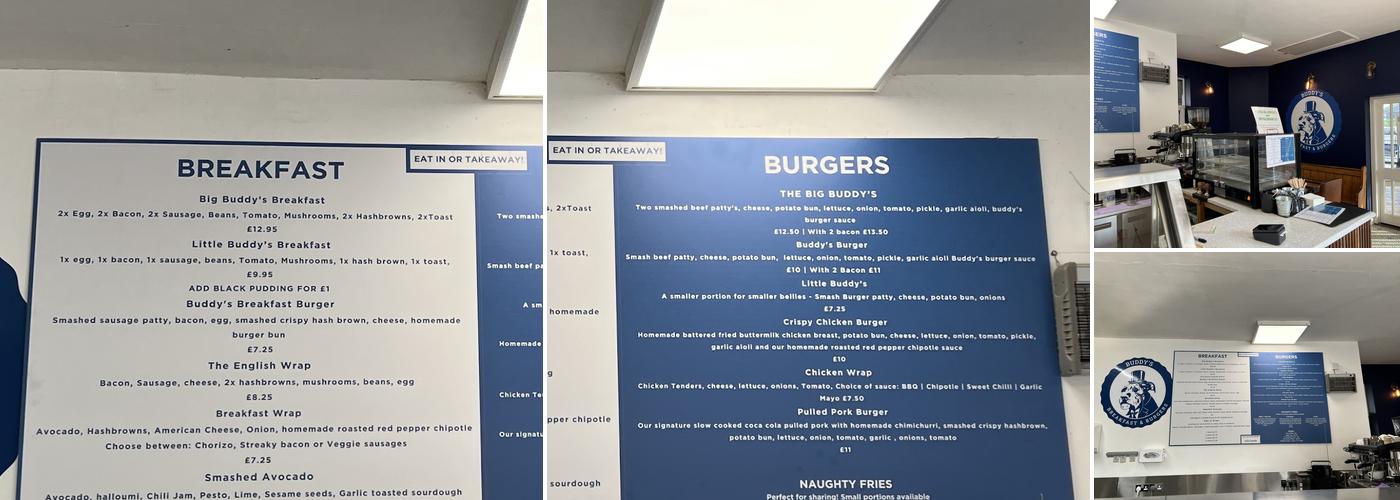 Buddy's Breakfast and Burgers Menu