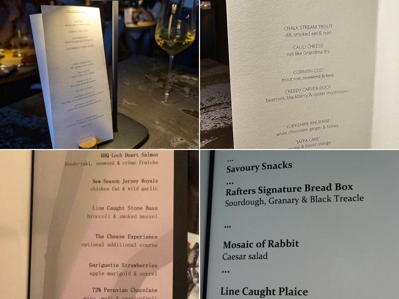 Rafters Restaurant Menu