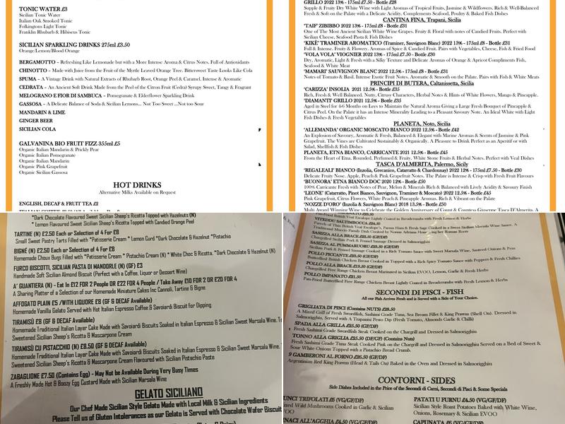 A Tavola Gastronomia Siciliana Menu