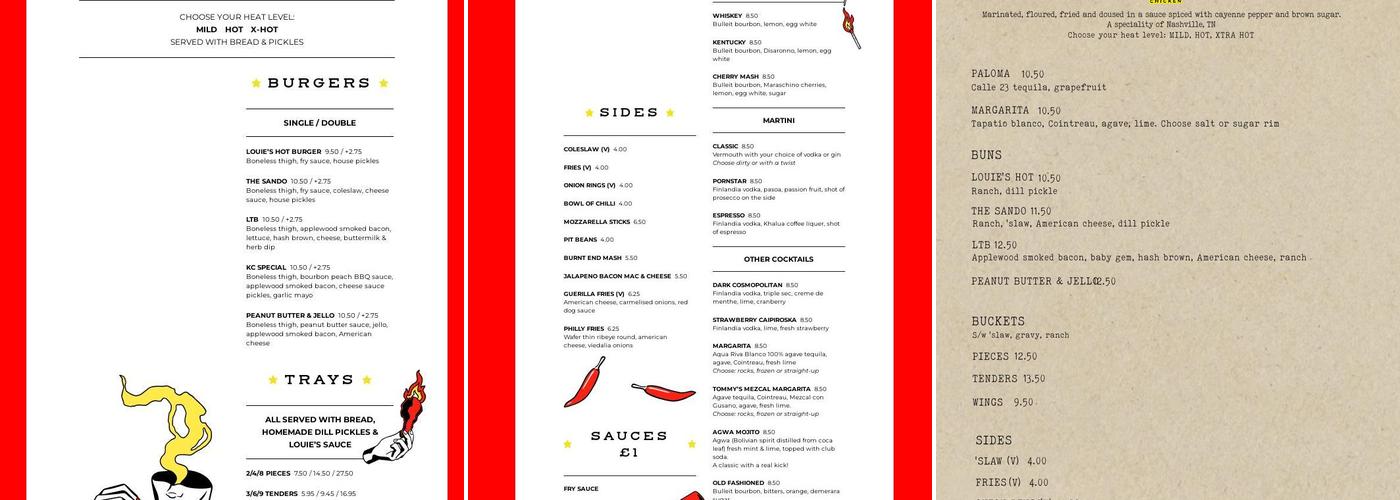 Louie's Hot Chicken Menu