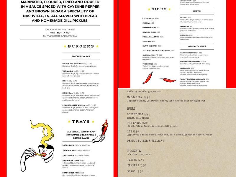 Louie's Hot Chicken Menu