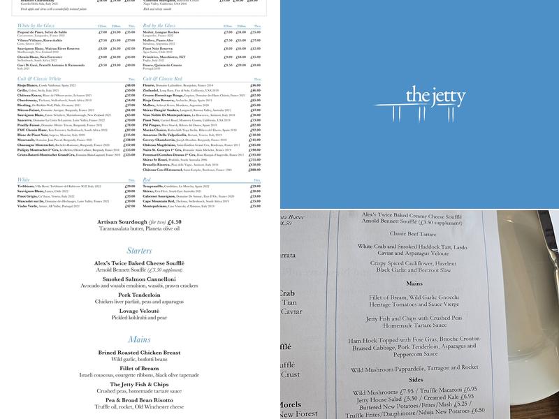 The Jetty Menu