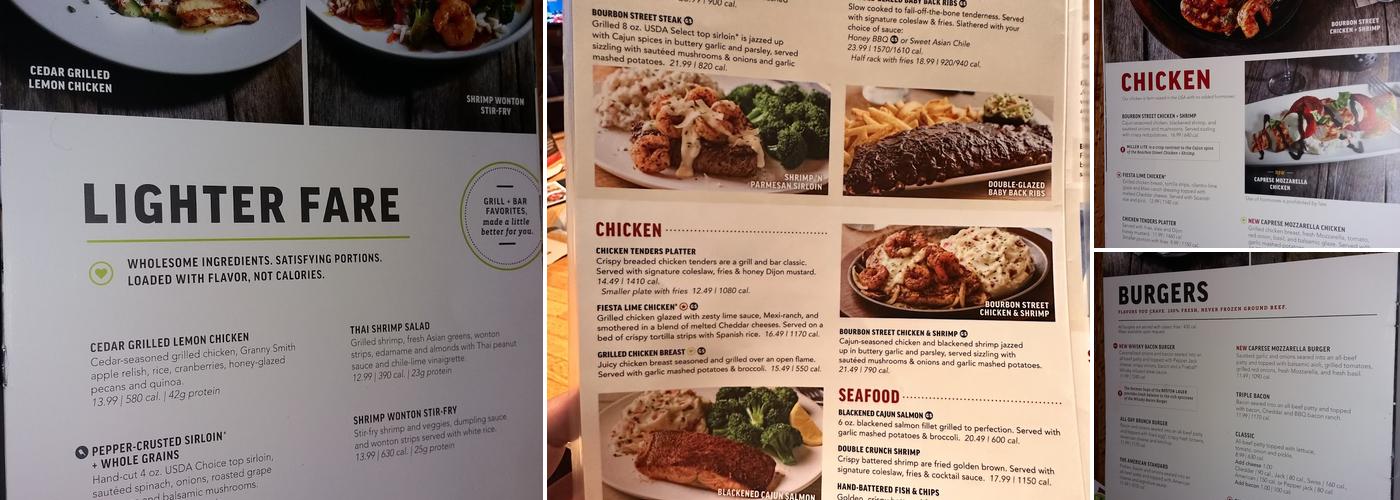 Applebee's grill + bar Menu