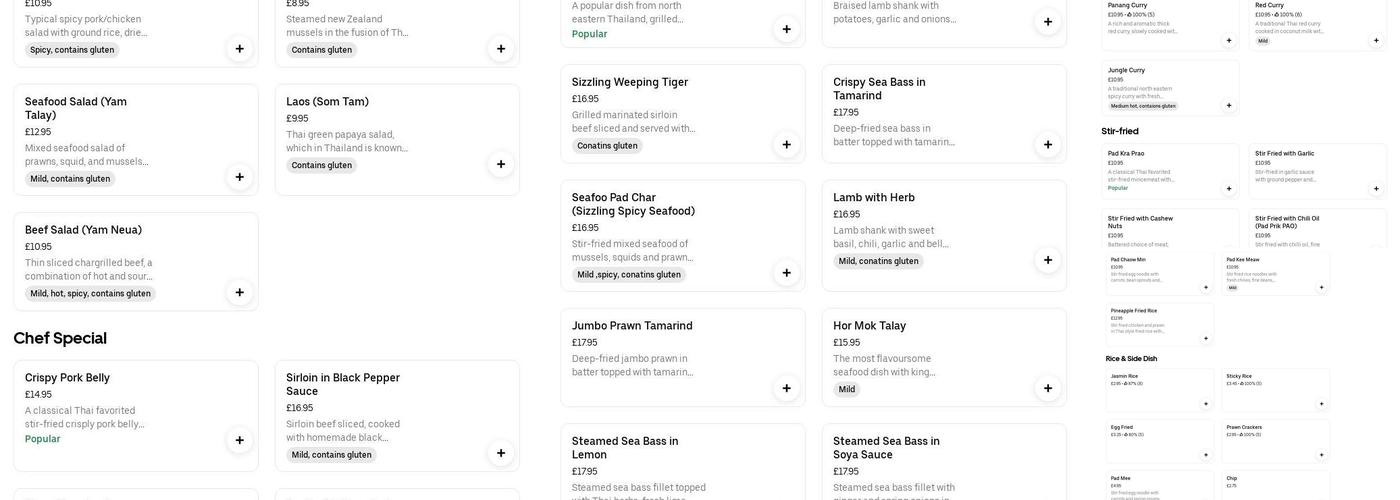 The Muay Thai Kitchen Limited Menu