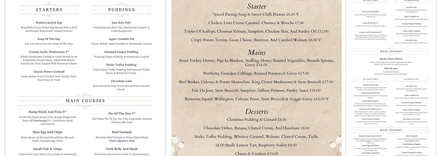 Walters at the Wheatsheaf Menu