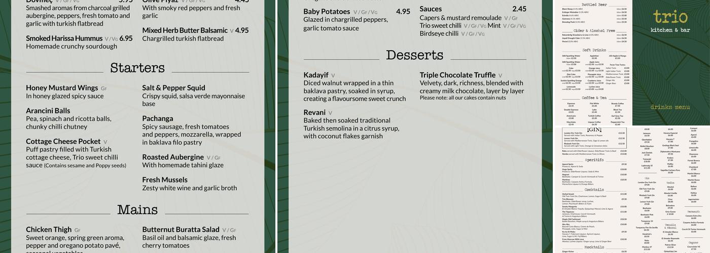 Trio mezze tapas bar Menu