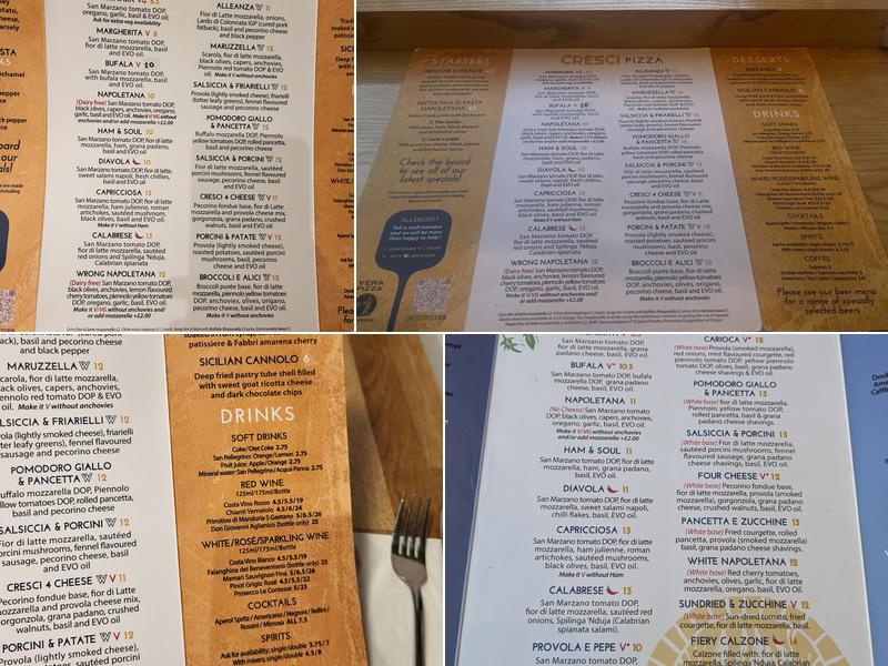 Cresci Pizzeria Menu