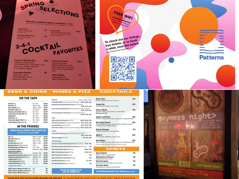 Patterns, Brighton Menu