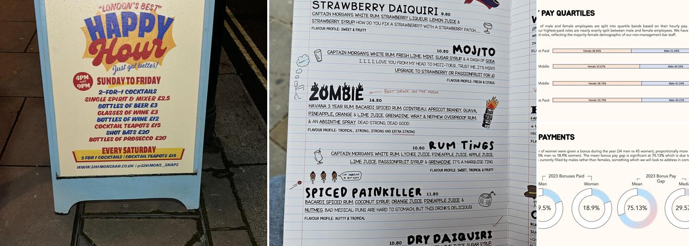 Simmons Bar | Fulham Menu