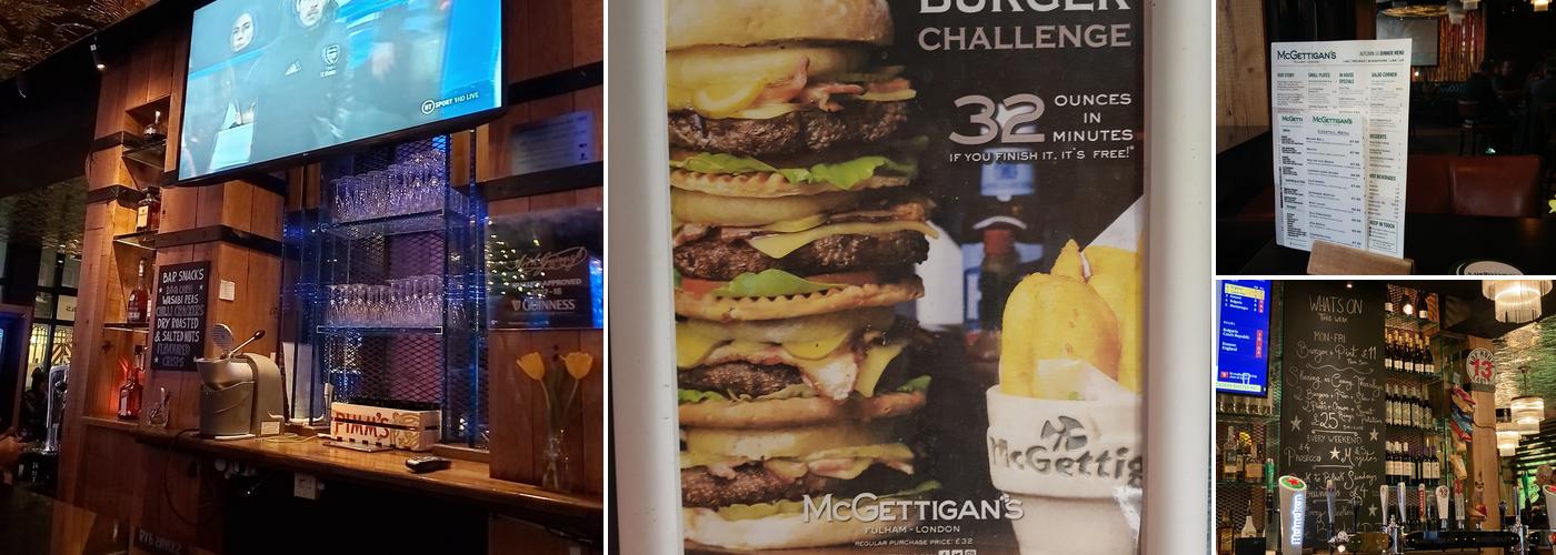 McGettigan's Fulham Menu