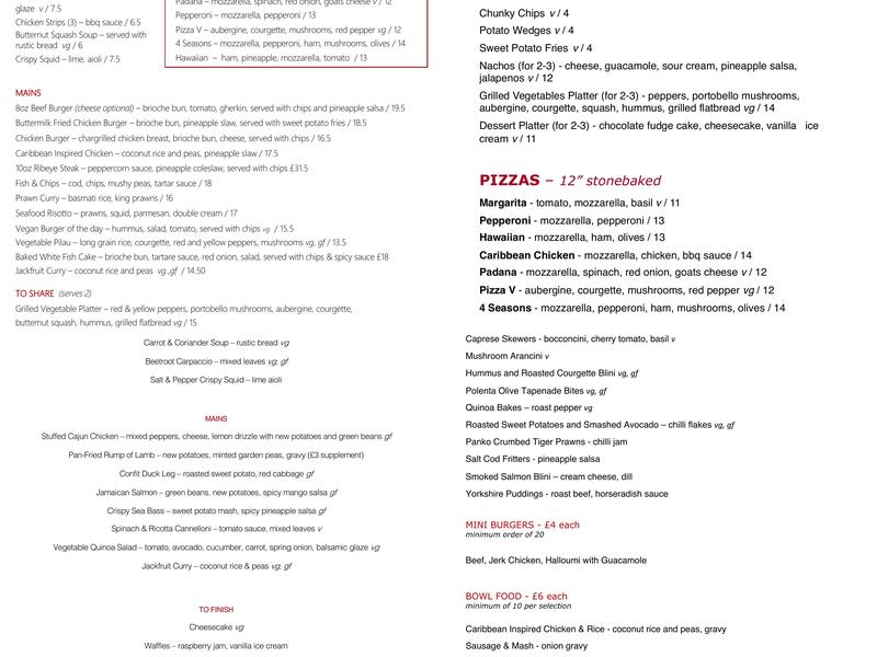 SAMA Bankside Menu