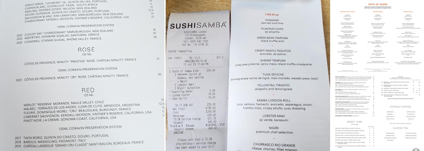 SUSHISAMBA London Menu