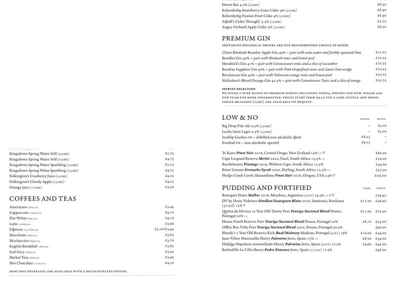 El Vino Blackfriars Menu