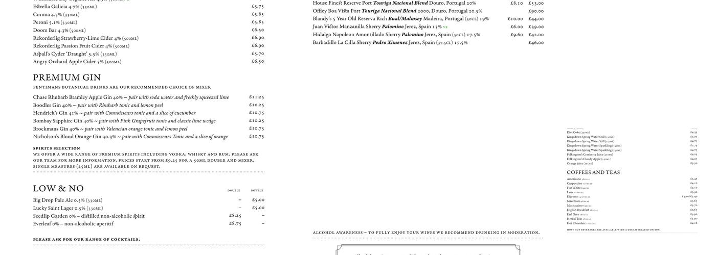 El Vino Masons Avenue Menu