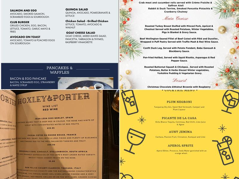 Hoxley & Porter Menu