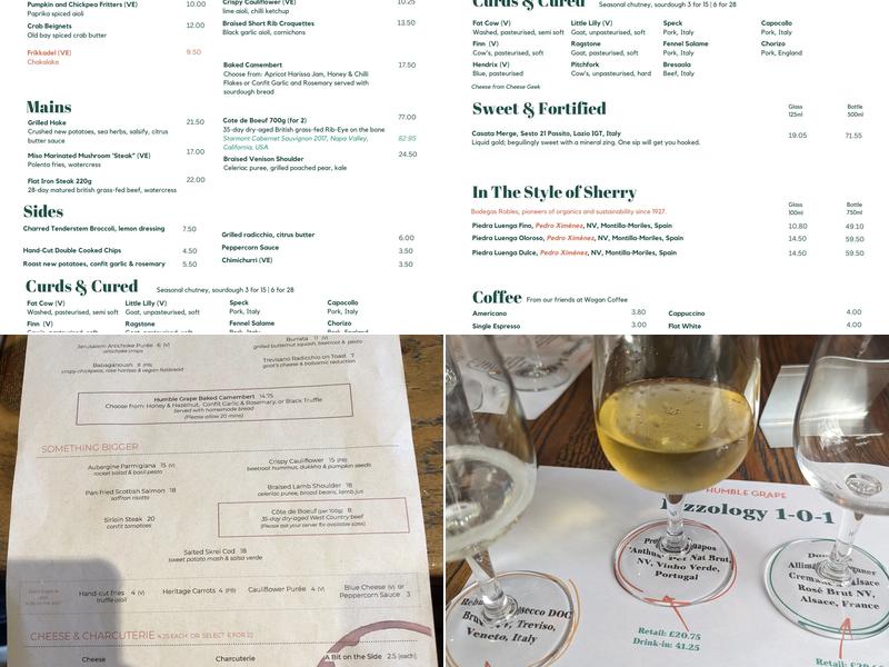 Humble Grape Islington Menu
