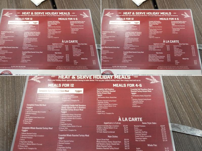 Boston Market Menu