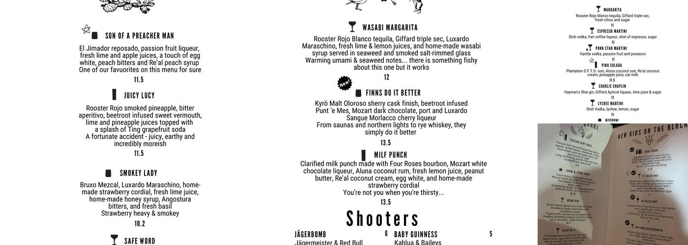 Lost & Found Bar Menu