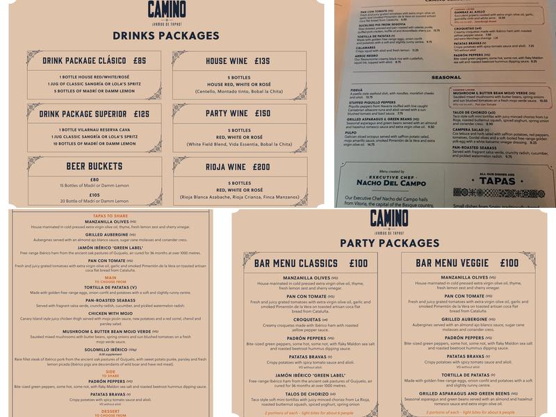Camino Monument Menu