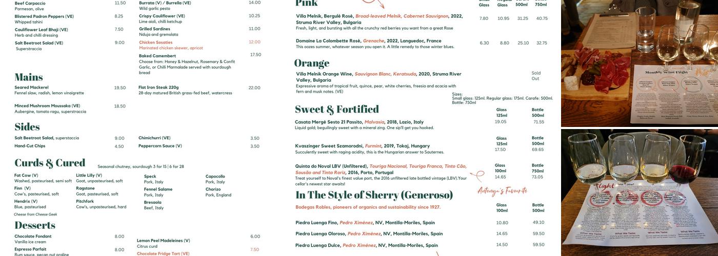 Humble Grape Liverpool Street Menu