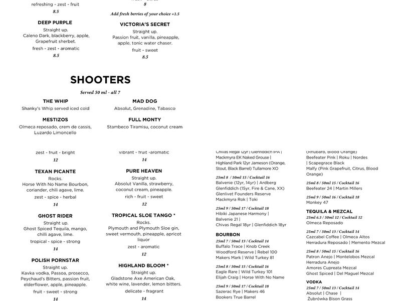 So Bar Richmond Menu