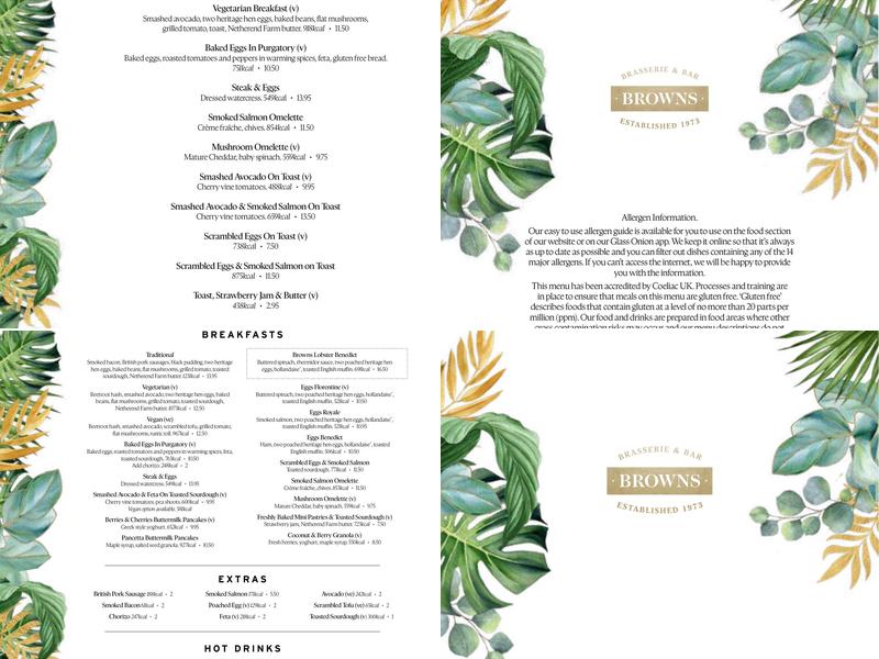 Browns Old Jewry Menu