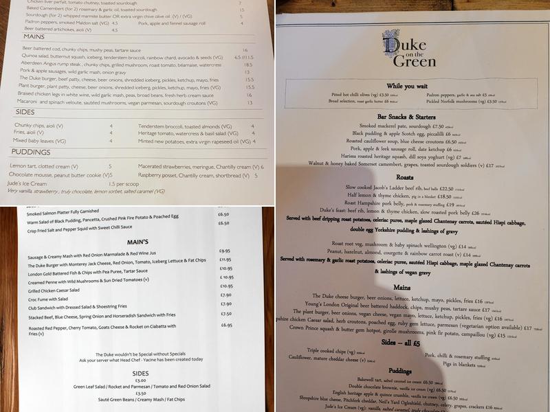 Duke on the Green Menu