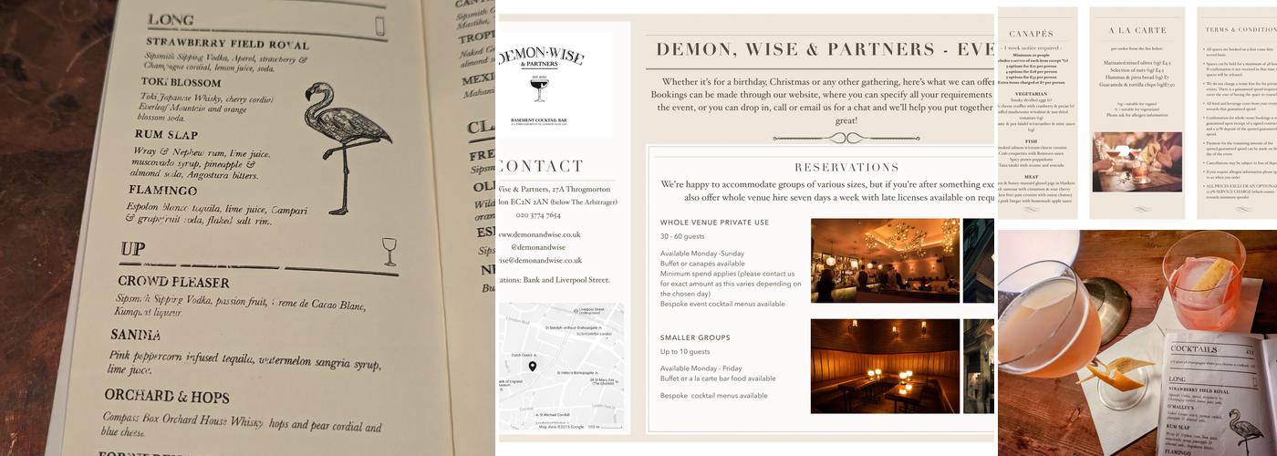 Demon, Wise & Partners Menu