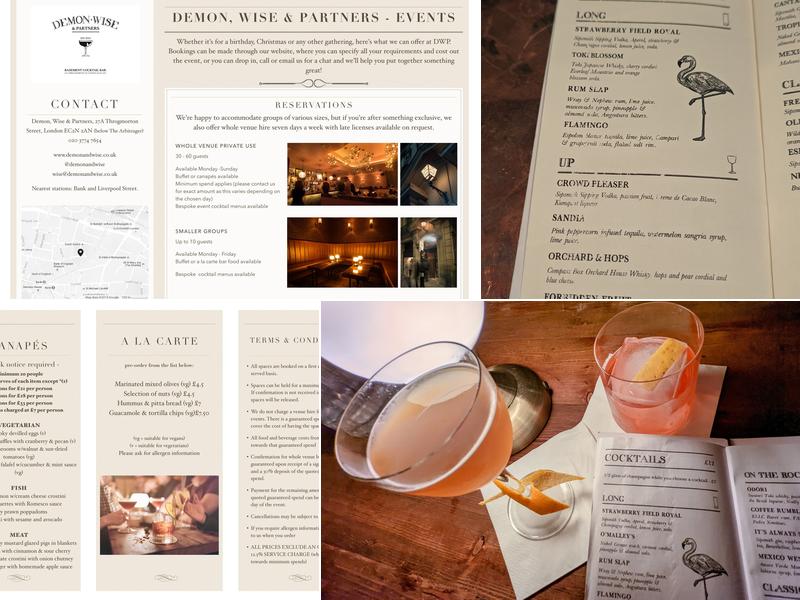 Demon, Wise & Partners Menu