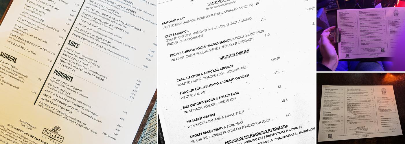 The George IV, Chiswick Menu