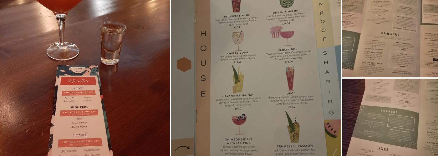 Pitcher & Piano Cornhill Menu