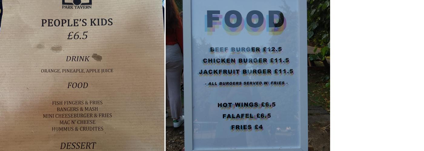 The People's Park Tavern Menu