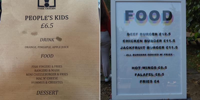 The People's Park Tavern Menu