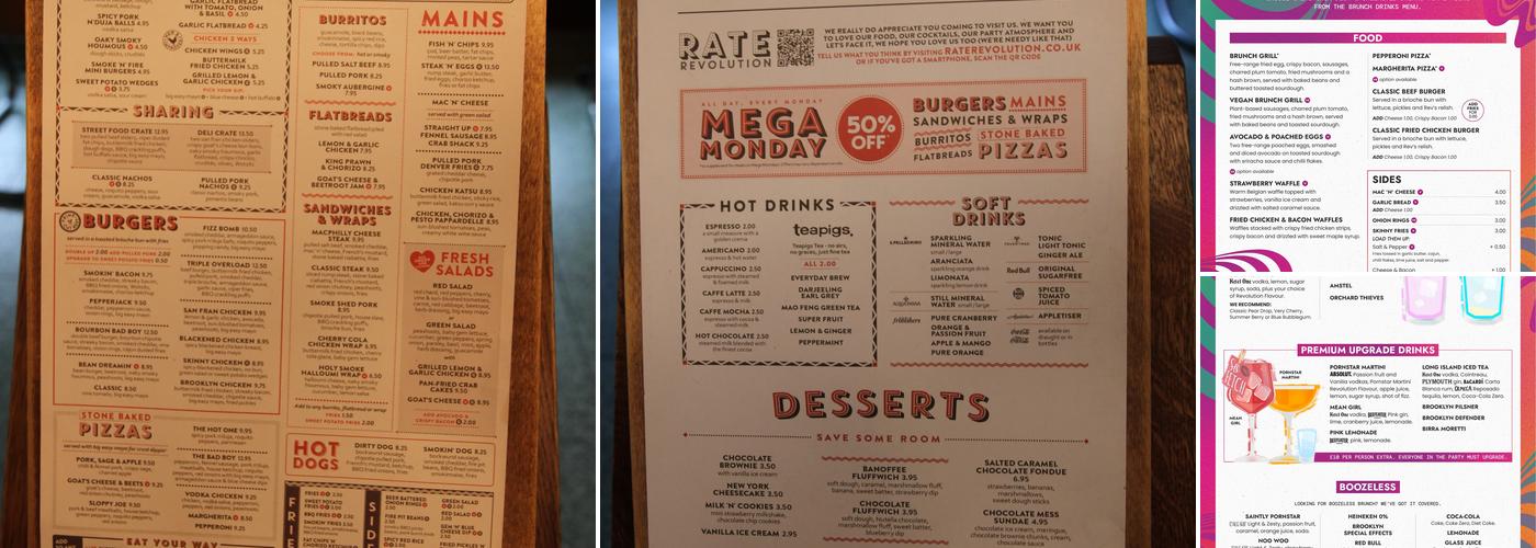 Revolution Southampton Menu