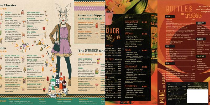 Orange Rooms Southampton Menu