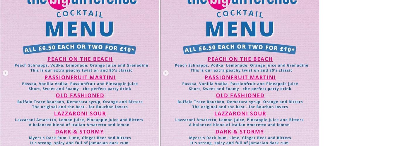 The Big Difference Menu