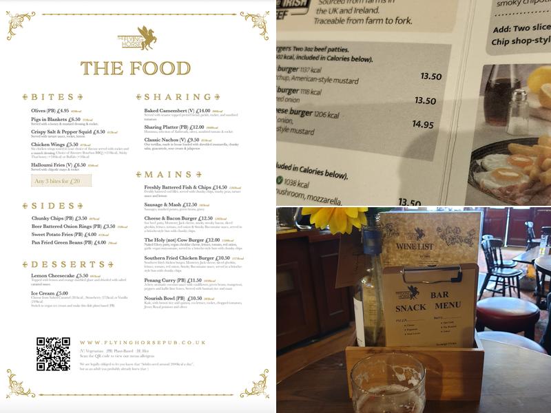 The Flying Horse Menu