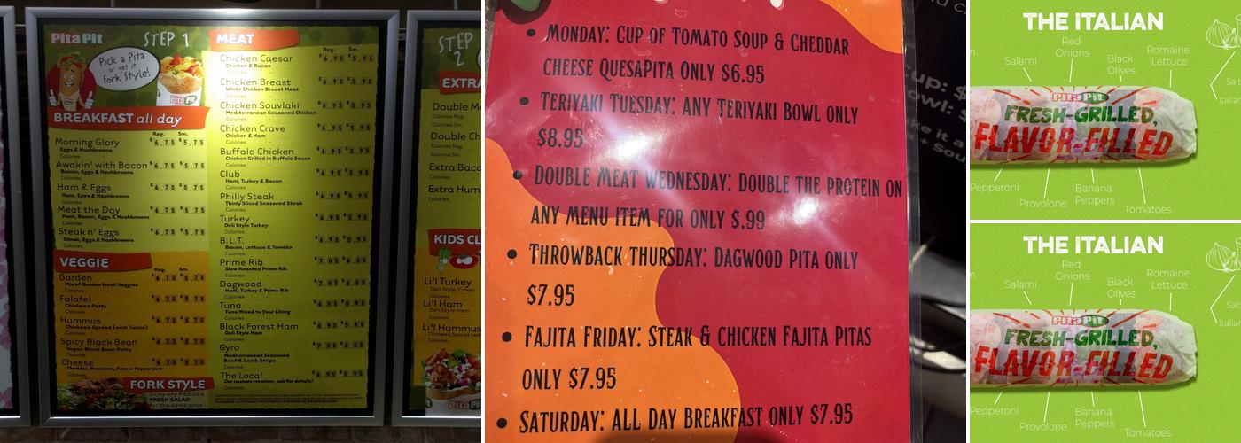 Pita Pit Menu