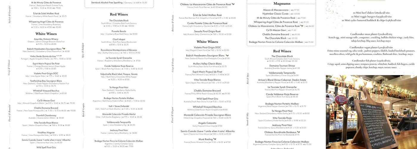 The Candlemaker Menu