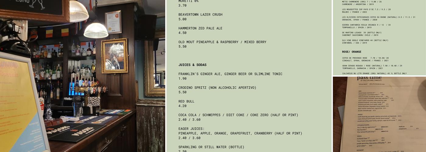 The Colonel Fawcett Menu