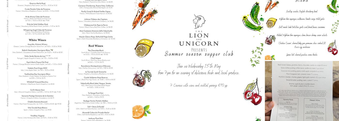 The Lion & Unicorn Menu