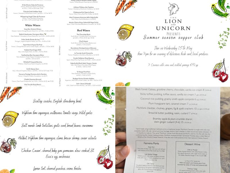 The Lion & Unicorn Menu